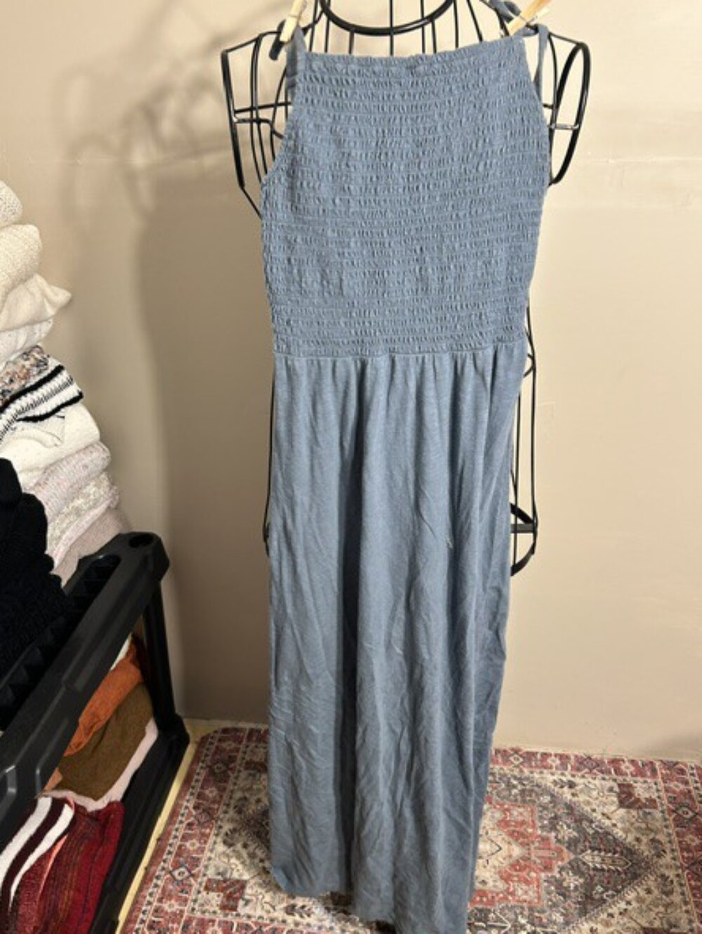 size extra small boho blue maxi dress long sun